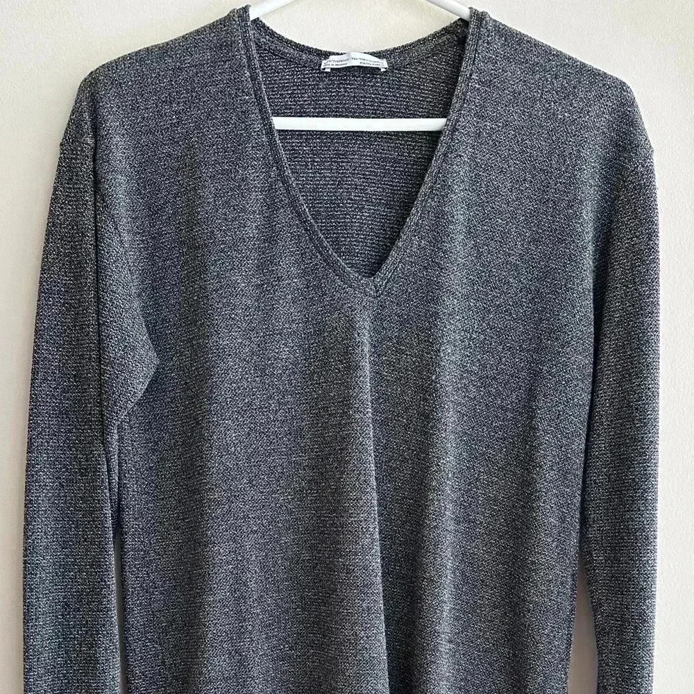 ZARA Grey and Silver Tunic Sweater, Long Sleeve Gothic Blouse, Size Medium